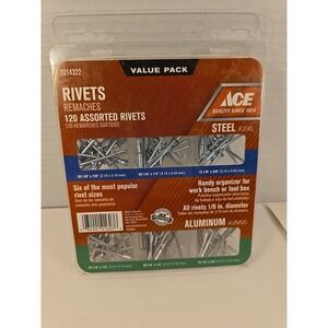Ace 2014322, 1/8 in. Dia. x 1/8 in. Aluminum,‎ Steel Assorted Rivets 120 pk. FS